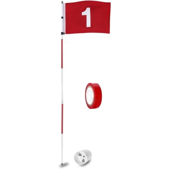 GolfFlagstick 6ft,Portable Five-SectionDesign for Backyard Practice PuttingGreen